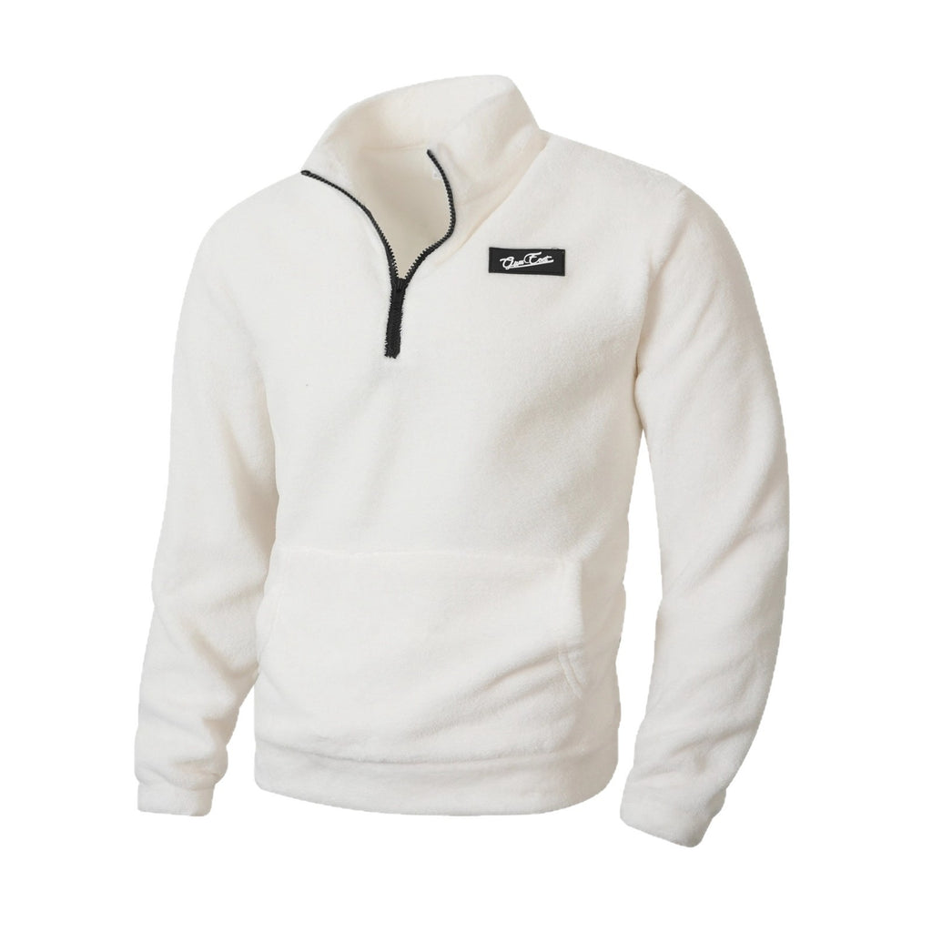 Stand Collar Loose Long Sleeve Sweatshirt Autumn Winter Casual Half Zip