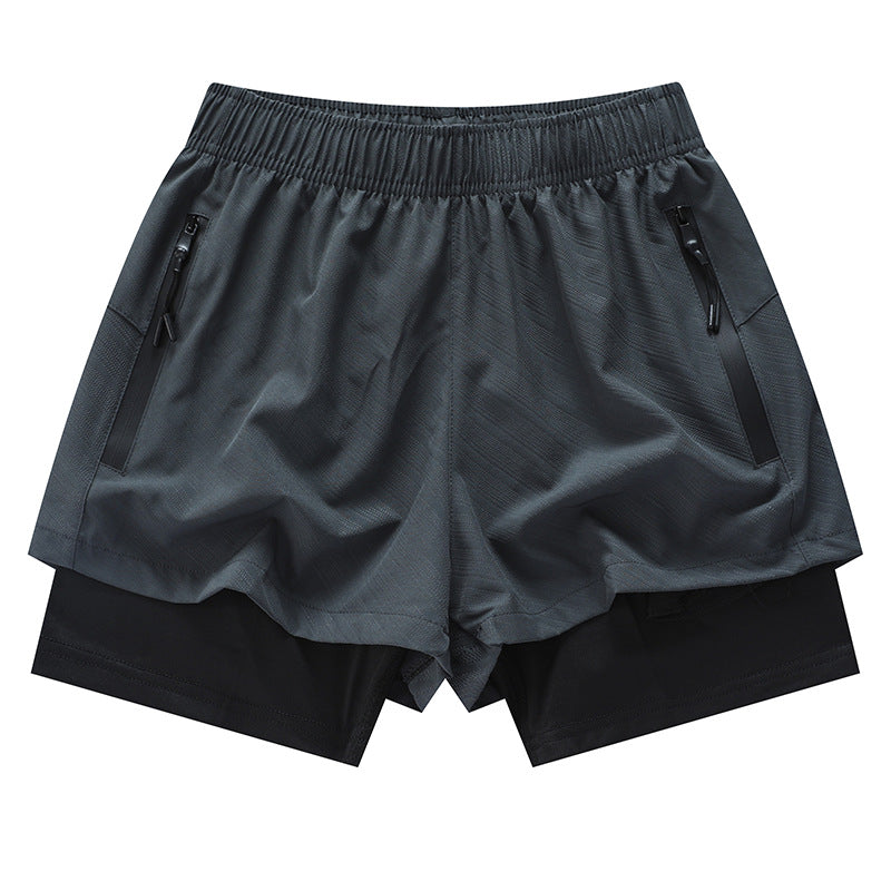 Men's Loose Quick Drying Lined Anti Glare Double-layer Shorts