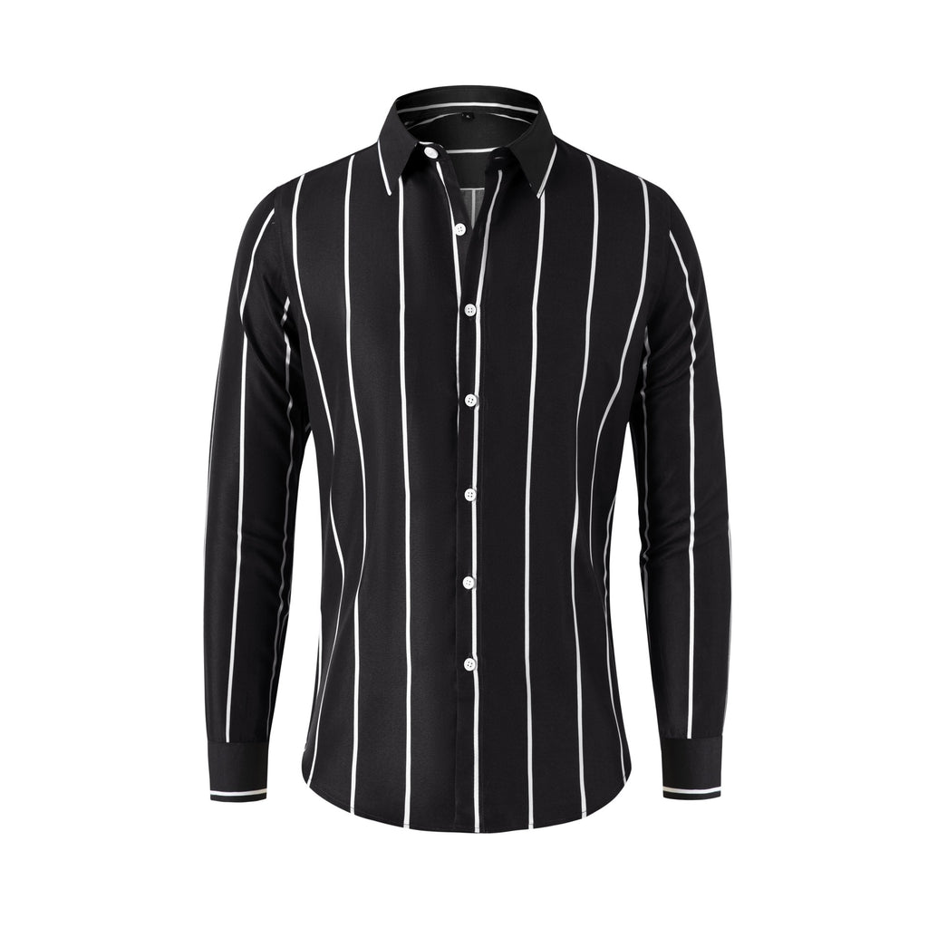 New Slim-fit Striped Shirt Men's Long Sleeve Shirt
