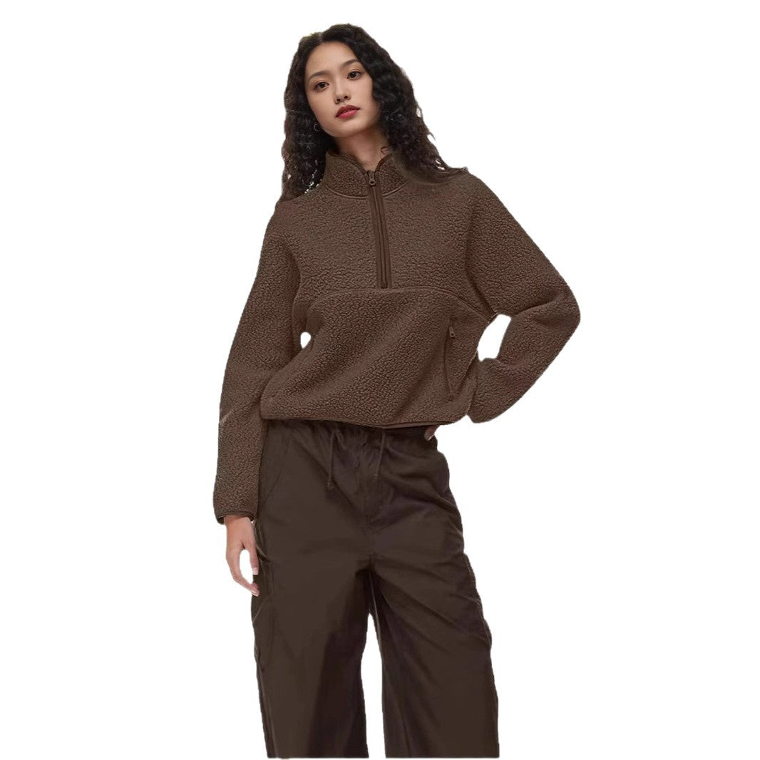 Casual Women's Top Half-zip Loose Sweatshirt