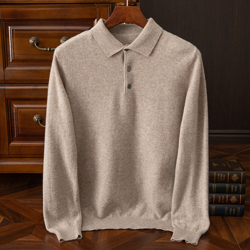 Machine Washable Autumn And Winter Men's Wool Sweater Loose Turn-down Collar