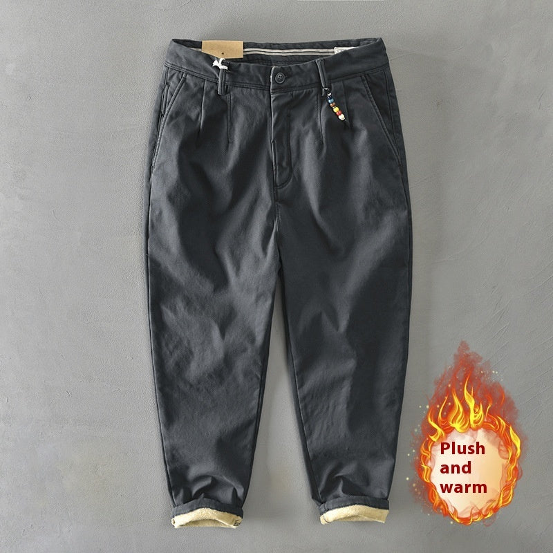 Casual Harem Pants Autumn And Winter Men's Fleece-lined Thickened
