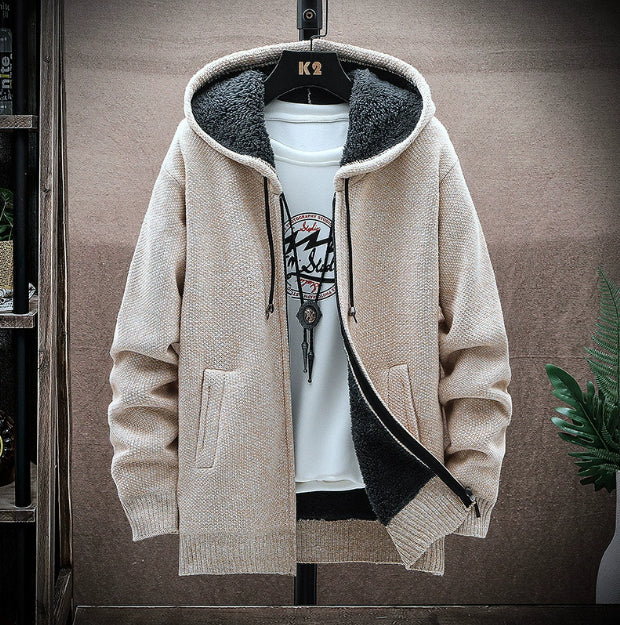 Hooded Sweater Men's Zipper Sweater Slim Fit
