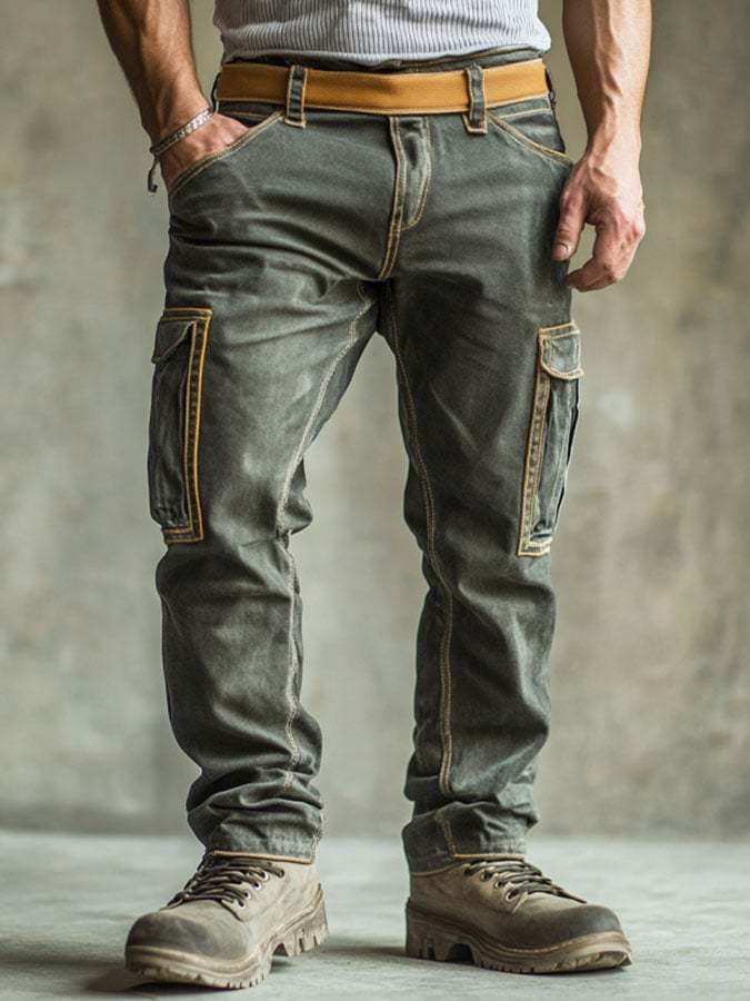 Punk Men's Vintage Work Pants