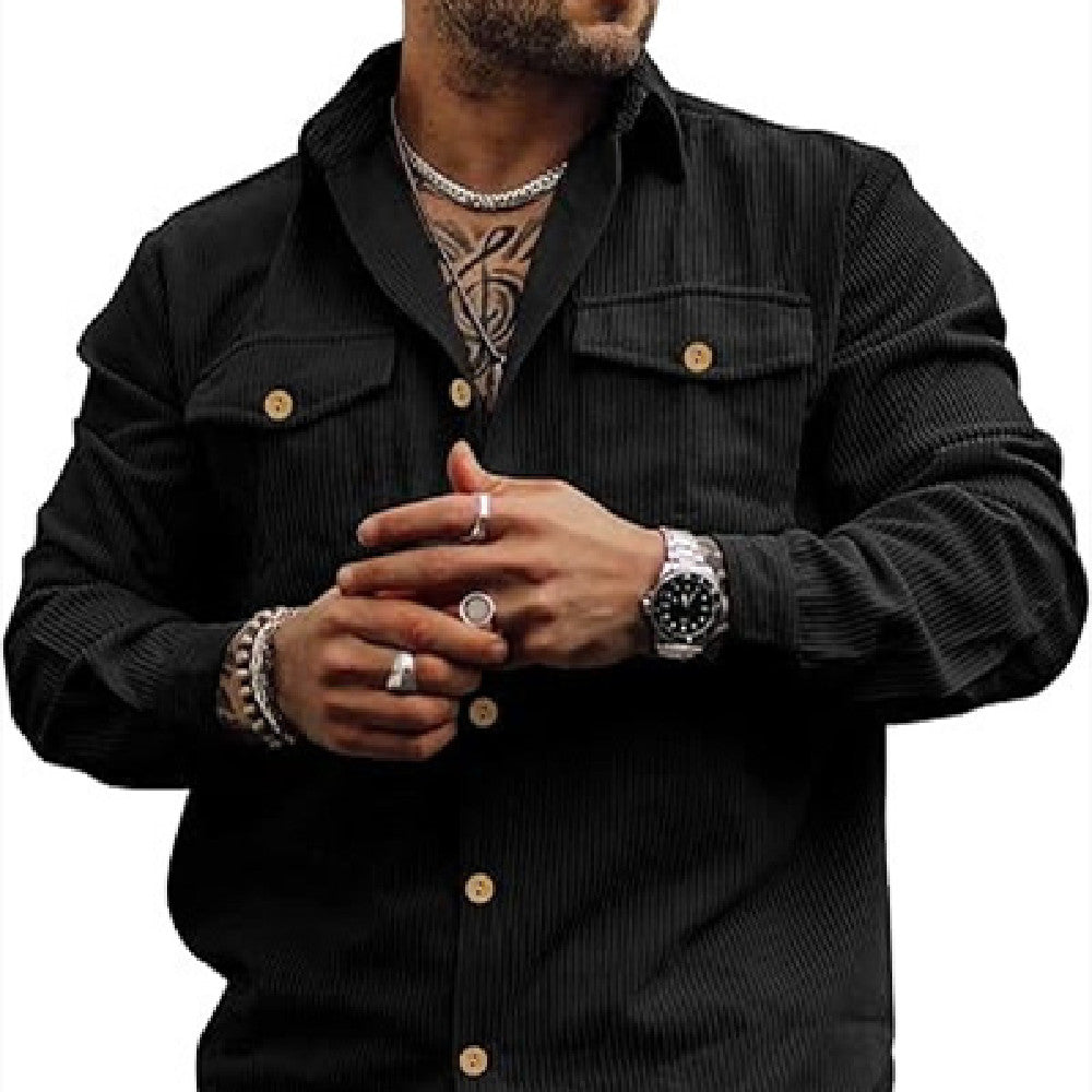 Men's Corduroy Button-Up Jacket Shirt