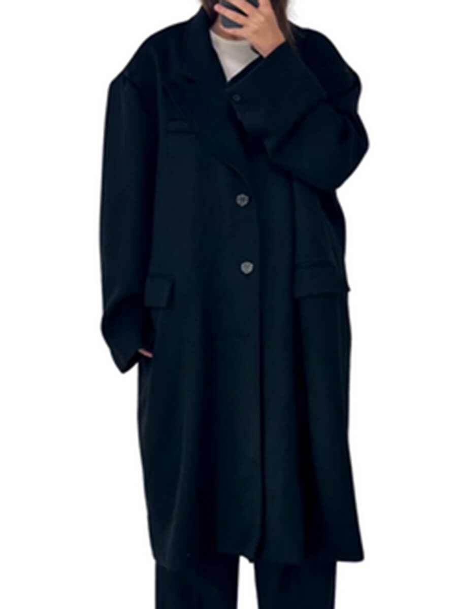 Nerazzurri Winter Men's Overcoat Coat Long Below The Knee Wool