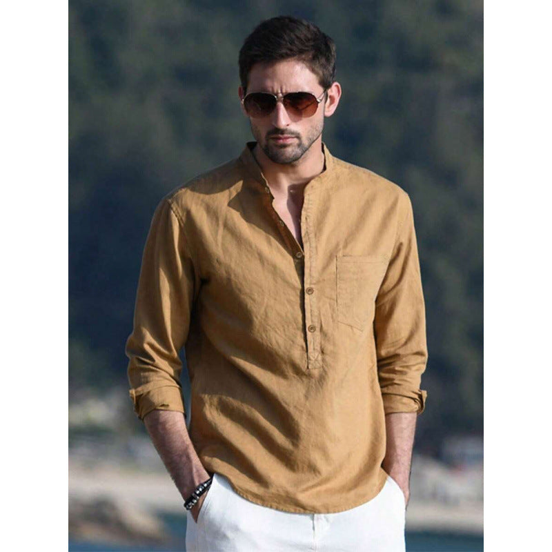 Men's Solid Color Versatile Casual Simple Breathable Long Sleeve