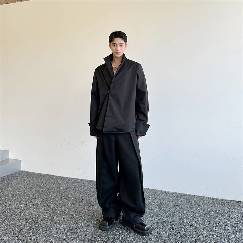 Design Sense Stand Collar Stiff Shirt Jacket