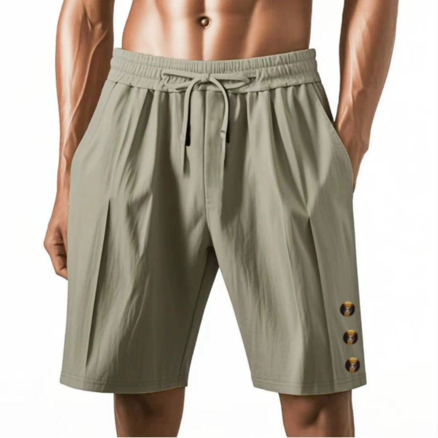 Men's Loose Linen Beach Casual Solid Color American Shorts