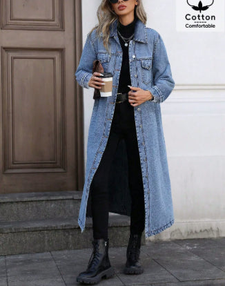 Ripped Mid-length Denim Jacket Amazon Wash Long Sleeve