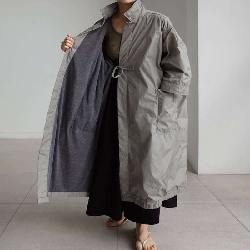 Spring And Autumn New Overknee Long Windbreaker Women's Loose Plus Size