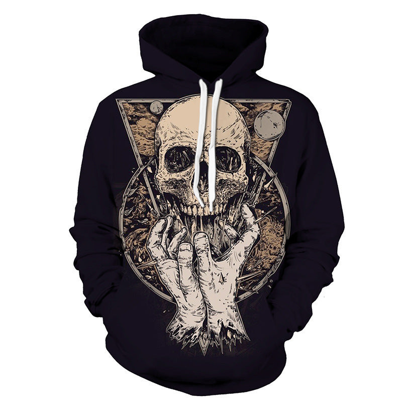 Halloween Skull Digital Print Hoodie