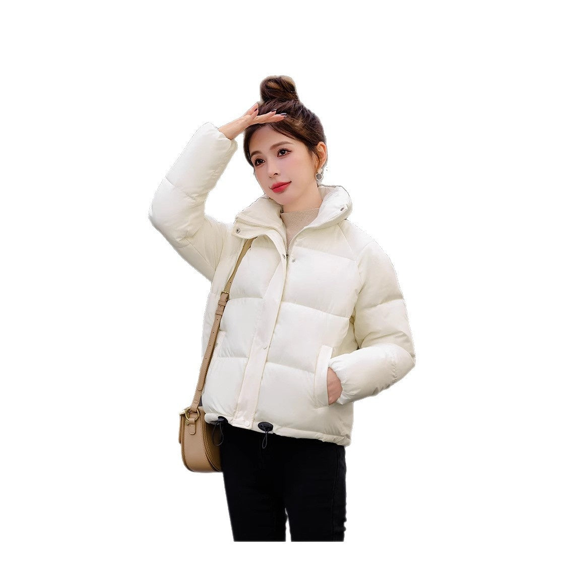 Winter Down Cotton Jacket With Stand Collar Women's Short Style