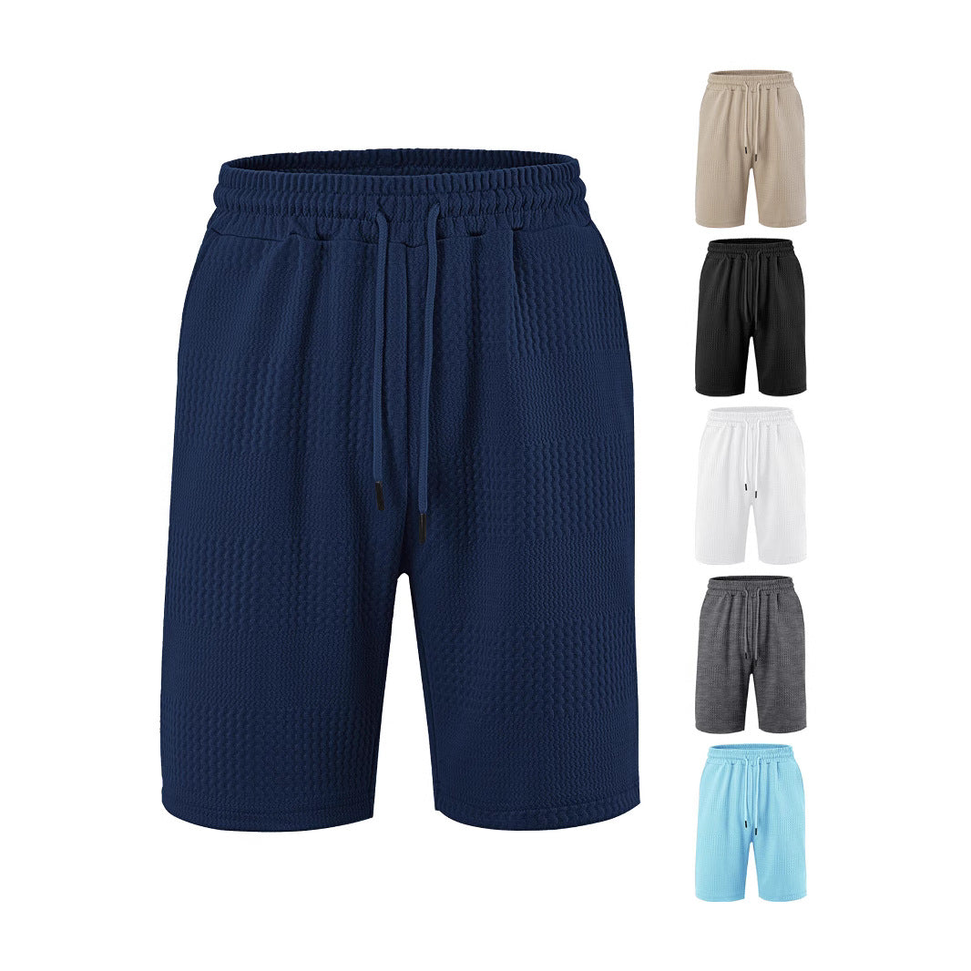 Loose Large Horizontal Stripe Jacquard Fabric Men's Casual Shorts