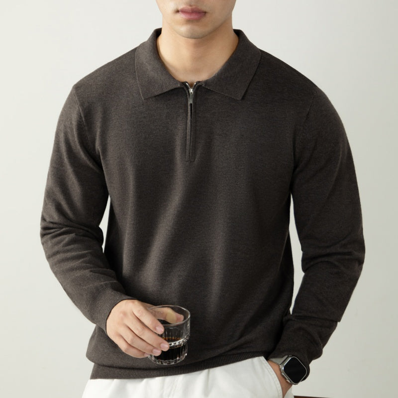 Men's Business Half-Zip Polo Collar Knitted Sweater