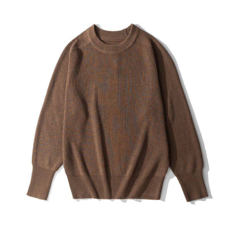 Woolen Sweater Warm Thick Solid Color Long Sleeve Sweater