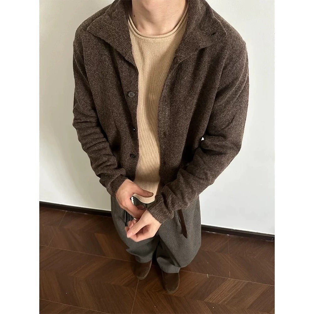 Retro Loose Casual Solid-color Cardigan Sweater