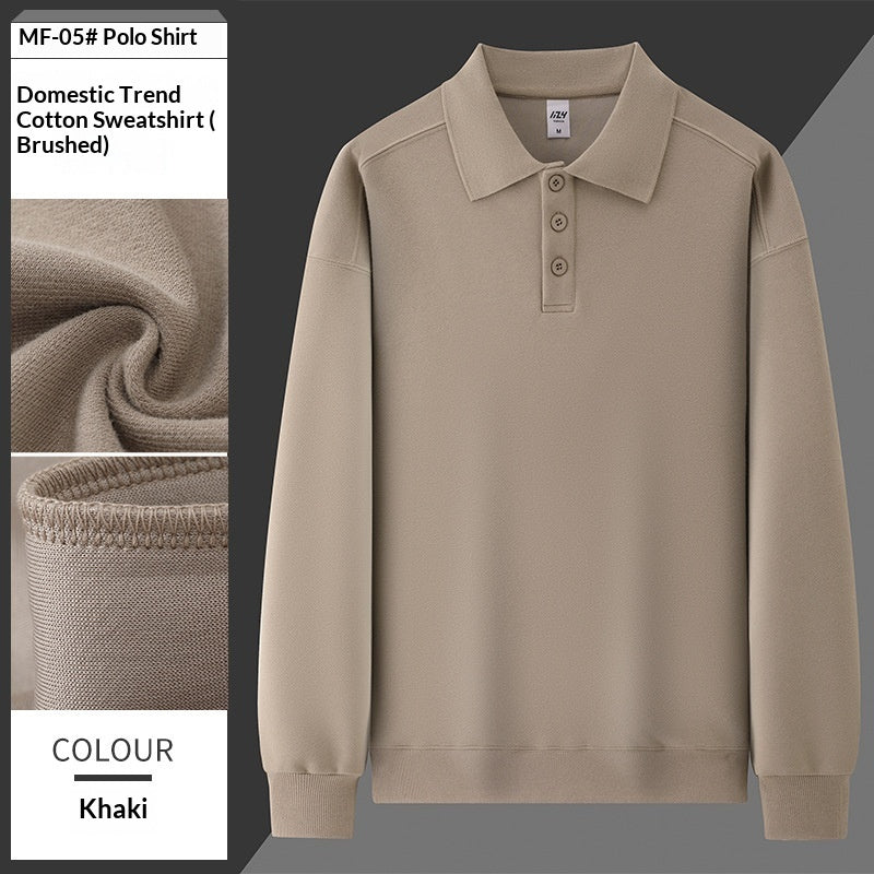 Loose-fit Lapel-collar Drop-shoulder Hoodie Without A Hood