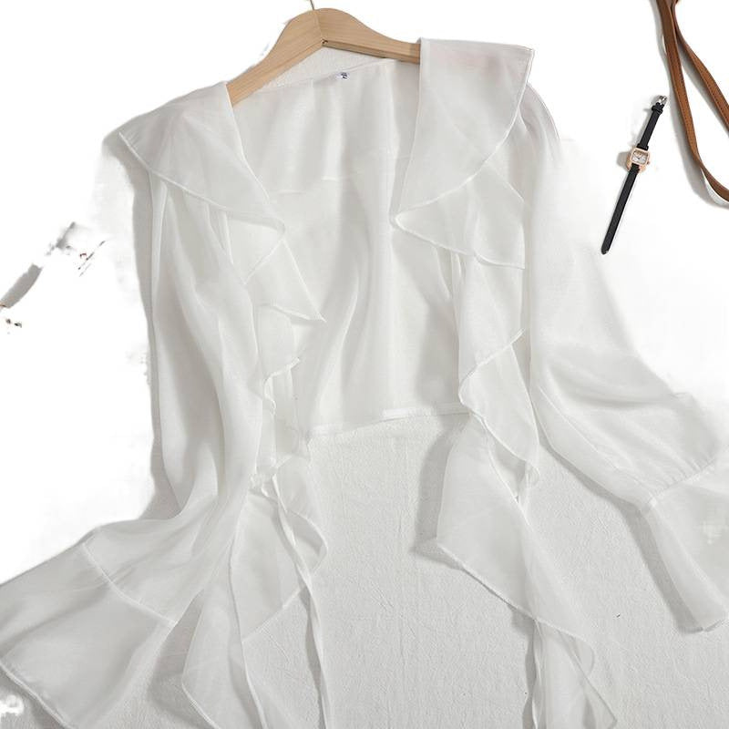 Womens Light Weight Summer Ruffled Wrap-style Shawl Or Outerwear