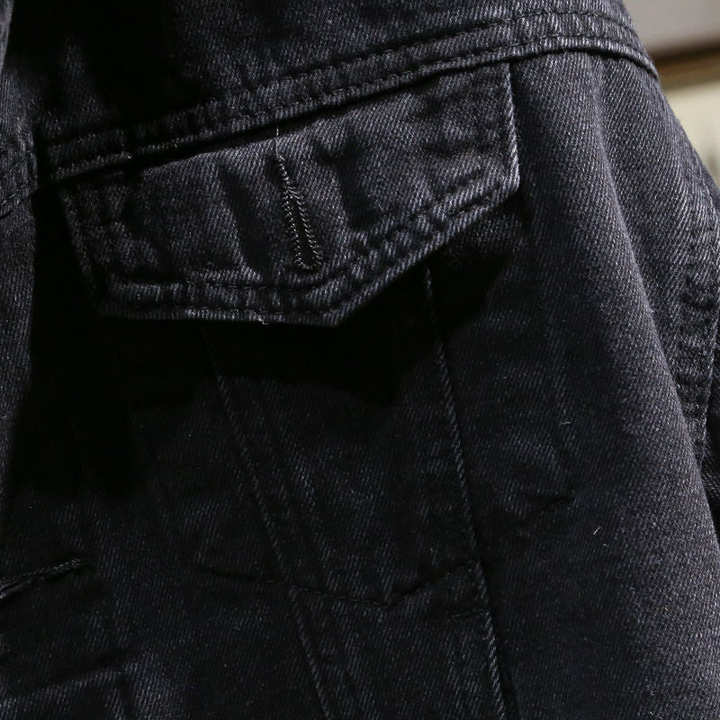 Spring And Autumn Korean Style Loose Denim Jacket Women's All-matching Batwing Sleeve Black