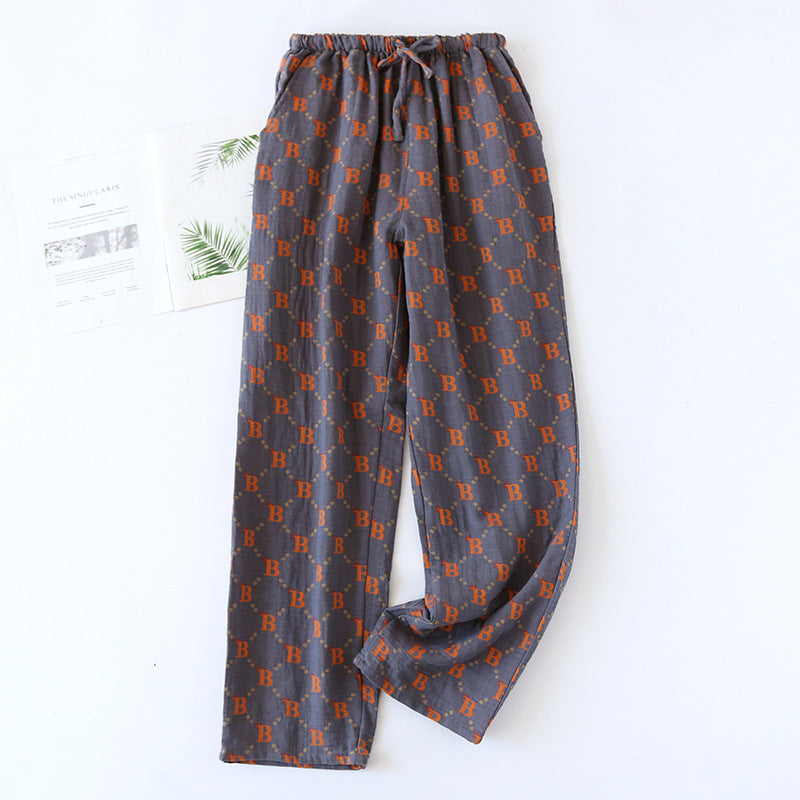 Vintage Jacquard Cotton Men's Yarn-dyed Pajama Pants