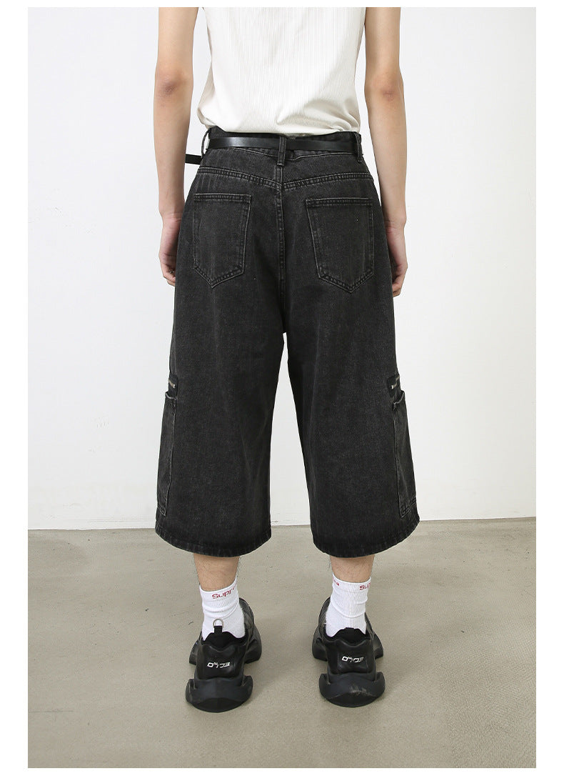 Workwear Denim Shorts New Loose Street Personalized Cropped Pants