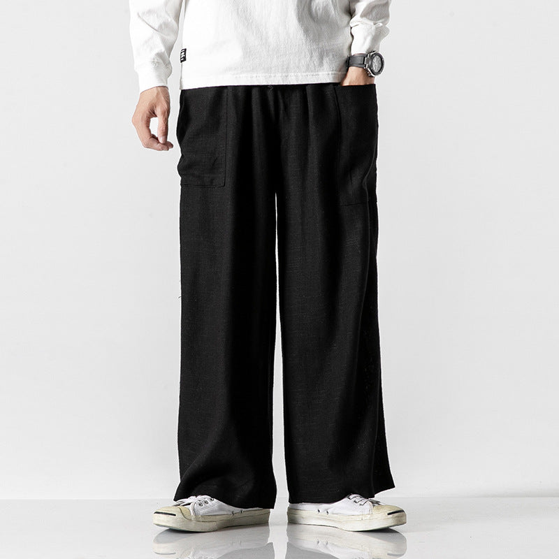Retro Chinese Style Loose BF Retro Style Wide-Leg Pants