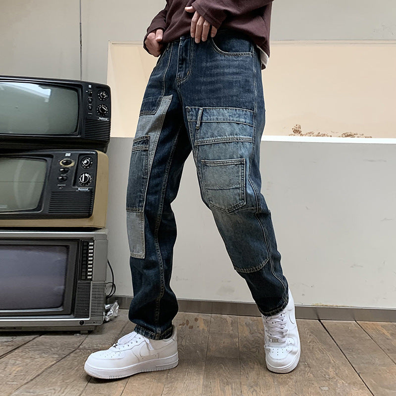 Multi-pocket Loose Dad Jeans With A Design Touch