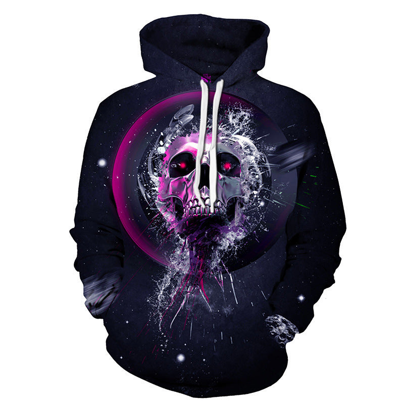 Halloween Skull Digital Print Hoodie