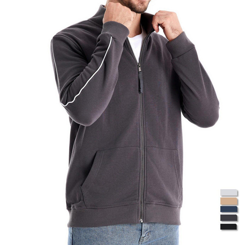 Men's Stand Collar Long-sleeve Zipper Sweatshirt