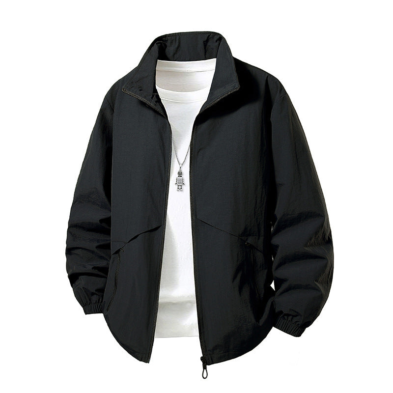 Men's Jacket Loose Fit Stand Collar Coat For Overweight