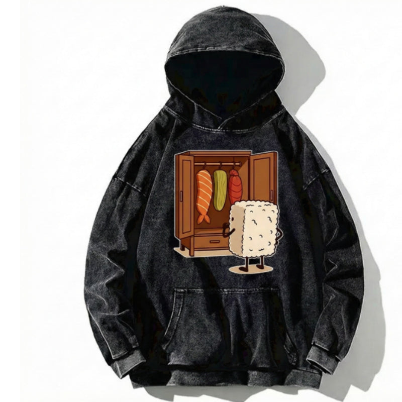 Washed Vintage Sweatshirt Pure Cotton Snowflake Print Hoodie