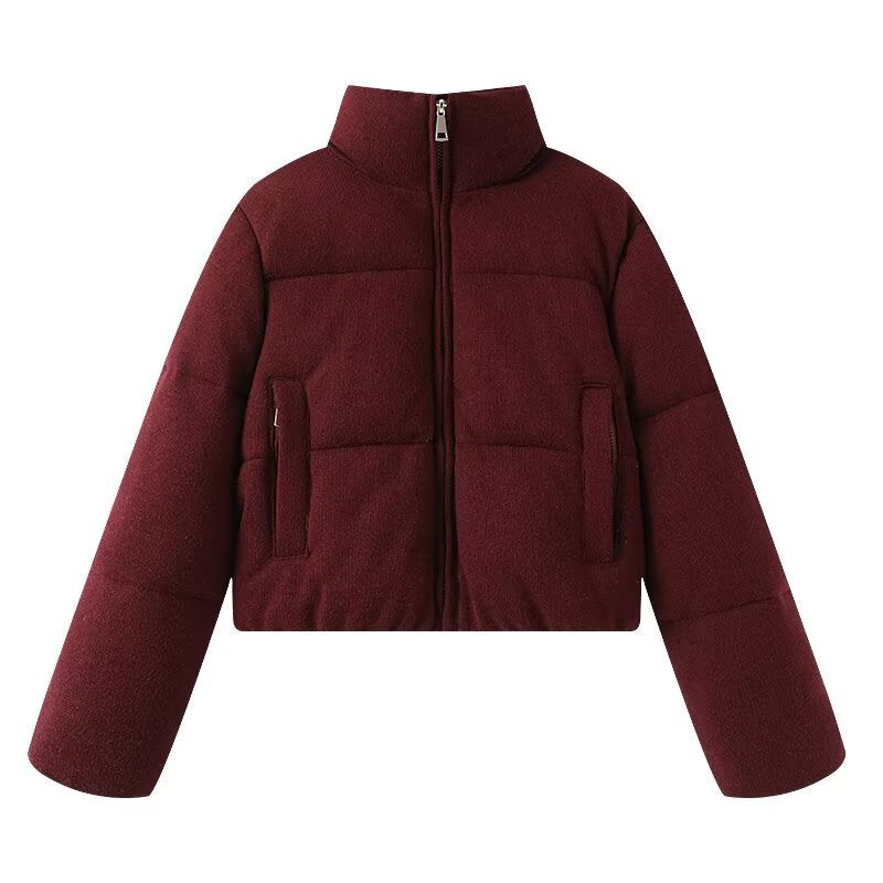 Knitted Fabric Stand-up Collar Thermal Comfortable Figure-flattering Classic Puffer Jacket