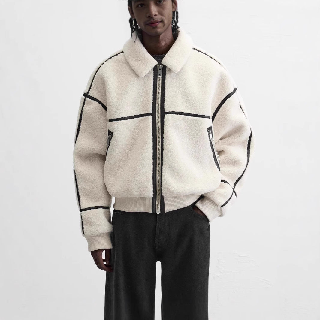 Men's Simple Lapel Fleece Jacket