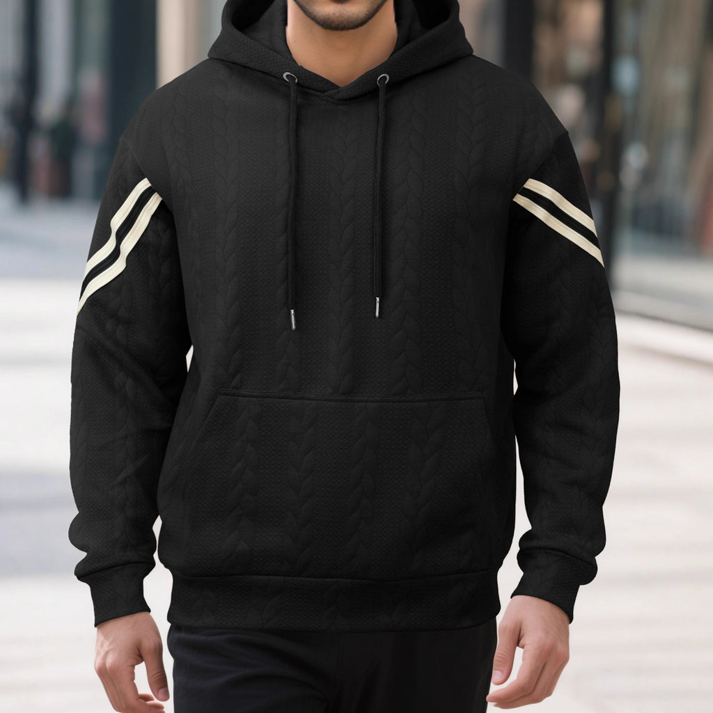 Jacquard-woven Thermal Outdoor Sports Trendy Hooded Hoodie For Men
