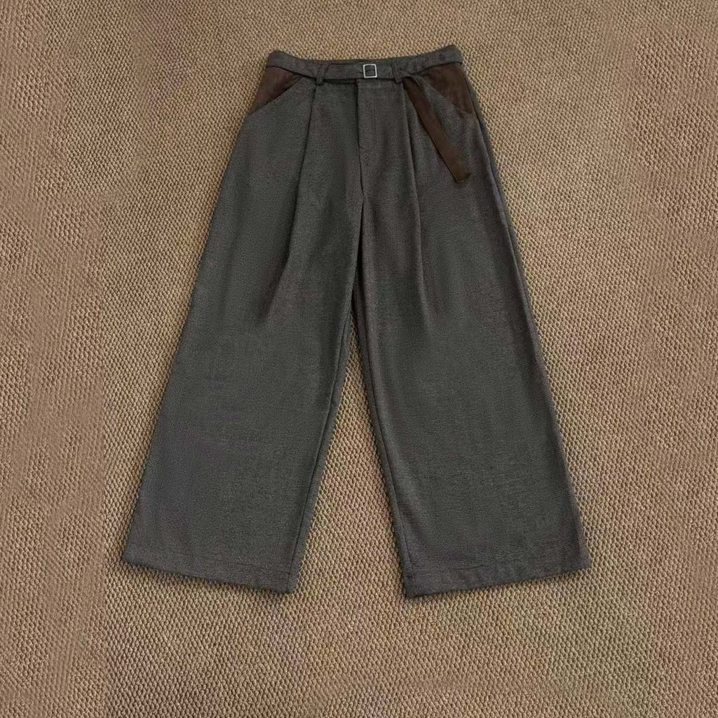 Retro Houndstooth Pattern Loose Wide-legged Versatile Casual Pants