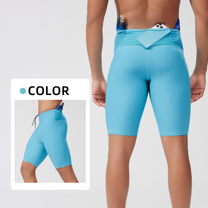 Men's And Women's Same High Elastic Multi-pocket High Waist Compression Shorts