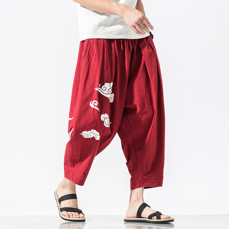Chinese Fashion Xiangyun Large - size Loose Casual Pants Male