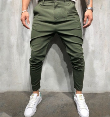 Men's Solid Color Slim Woven Leisure Trousers
