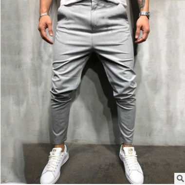Men's Solid Color Slim Woven Leisure Trousers