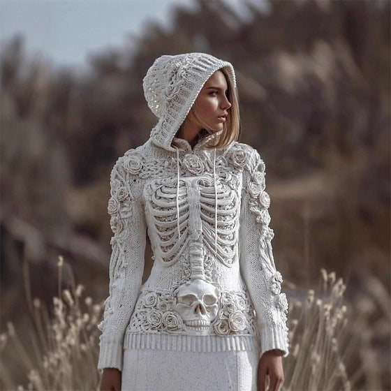 European And American Style Hooded Knitted Sweater Coat