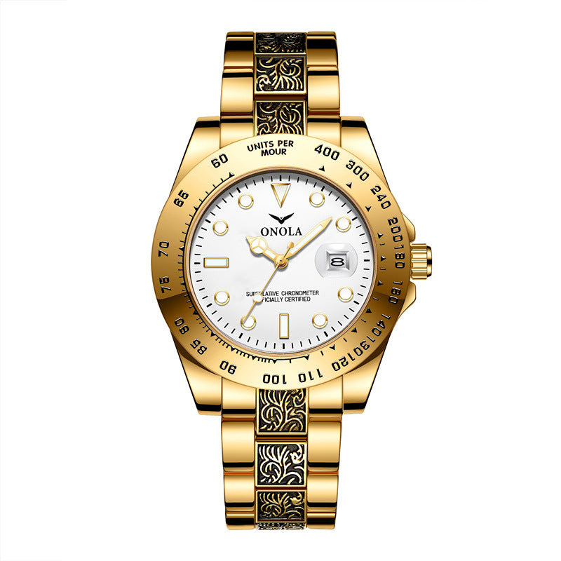 Men's steel band quartz watch