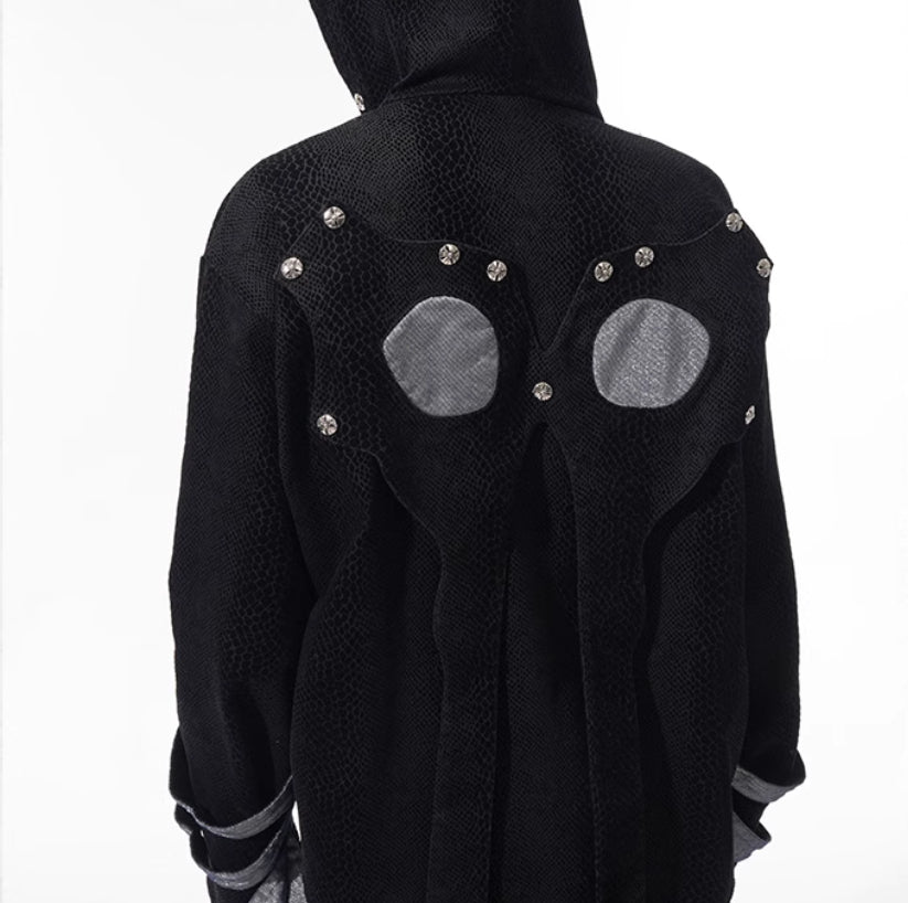 Cut Scratch Snake Print Hooded Jacket