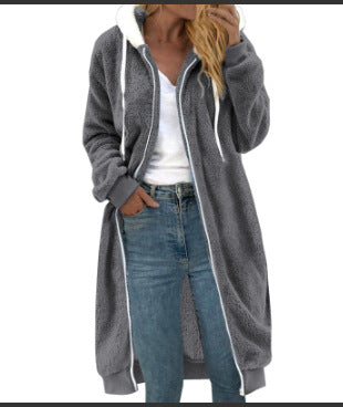 Women's Thick Mid-length Double-sided Plush Fur Hooded Coat Overcoat