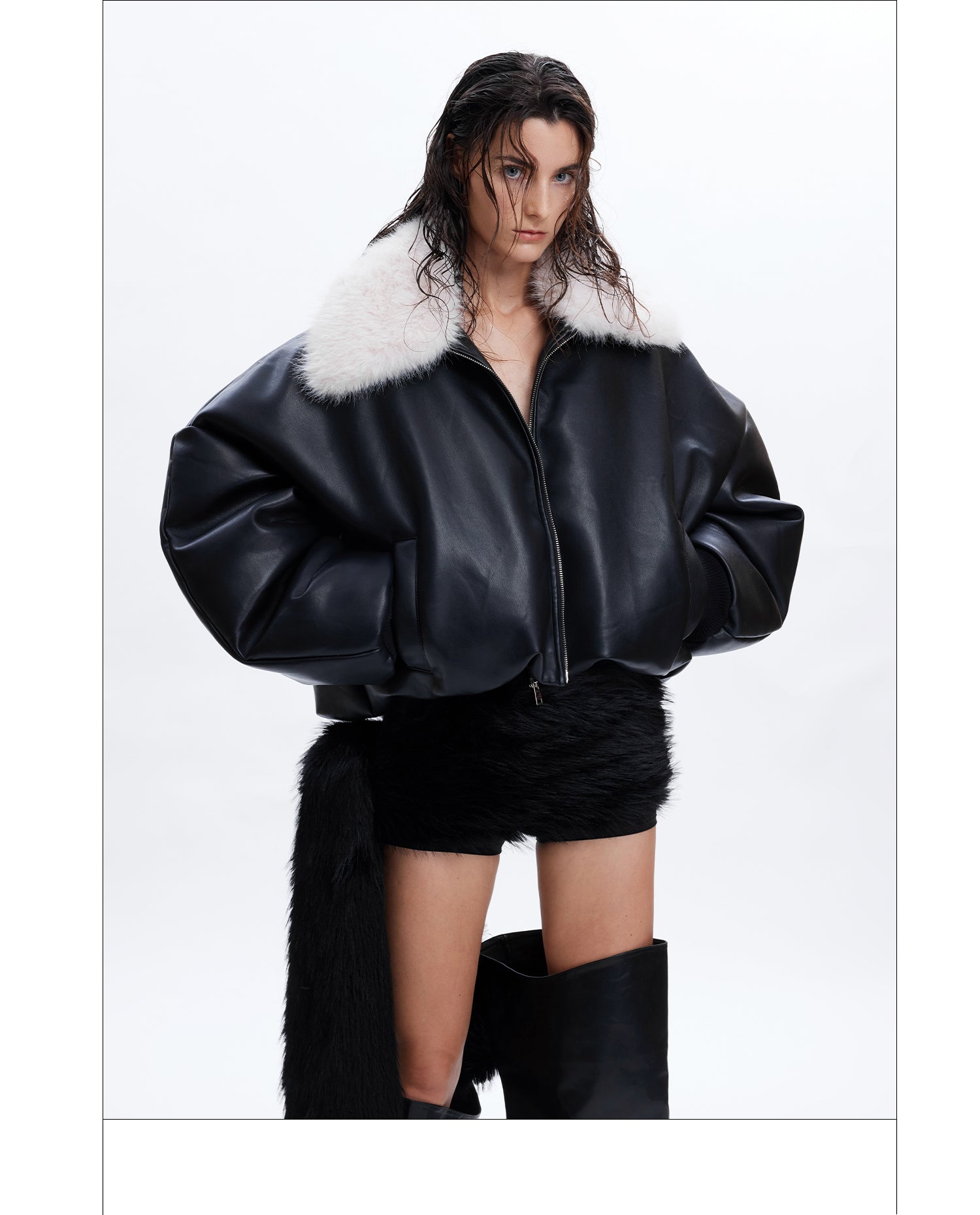 Recycled Niche Fur Collar Jacket Cotton-padded Jacket Leather Coat