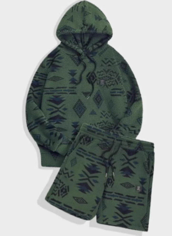 Men's Casual Sweatshirt Long Sleeve Shorts Suit