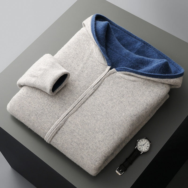 New Color-block Design Knitted Men's Jacket