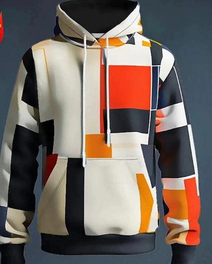 Simulated Street-style Digital-print Hooded Sweatshirt For Foreign Trade