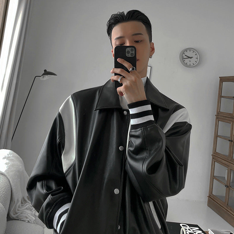 Han Fan GD G-Dragon Plankton Shuai Jacket Men's Spring Clothes Baseball Clothes Spell Color Pu Leather