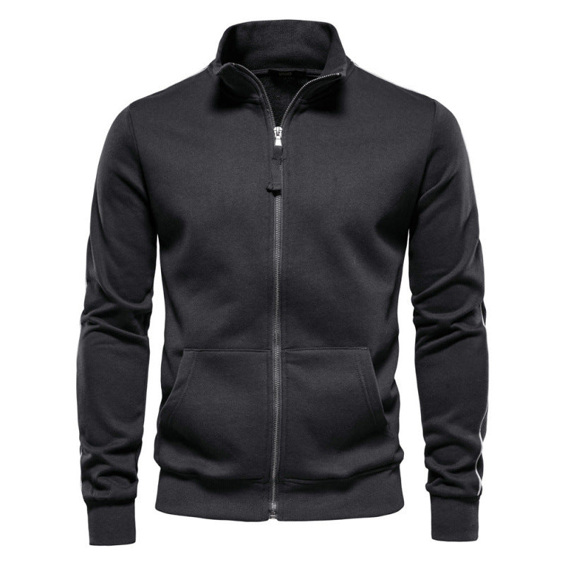 Men's Stand Collar Long-sleeve Zipper Sweatshirt